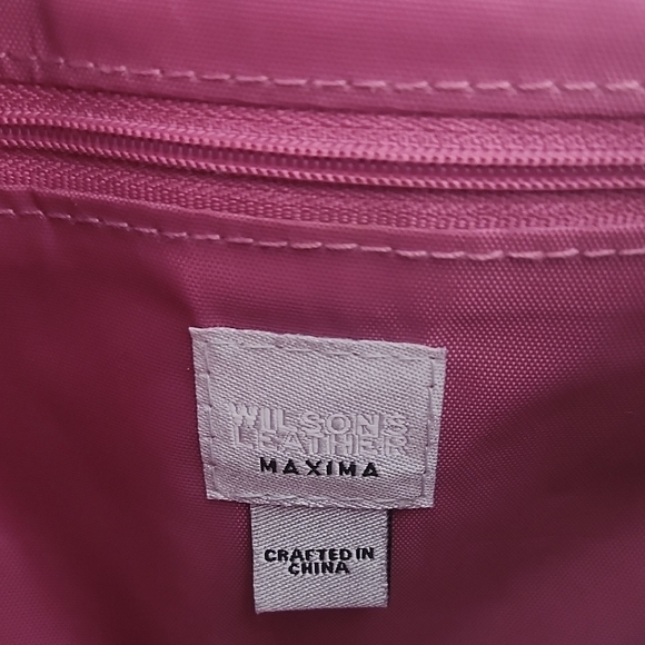 Wilsons Pink Leather Shoulder Bag W/ Removable Brass Chain Strap - Picture 8 of 12